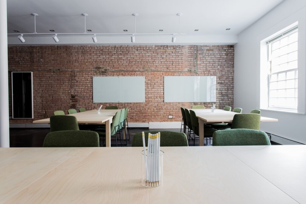 bricks, chairs, classroom